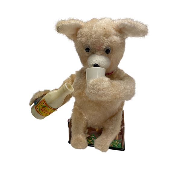 Vintage Tin Litho Battery Operated Drinking Bear