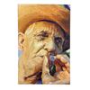 Image 1 : Oil On Canvas Of Man Smoking Cigar, Signed By Artist