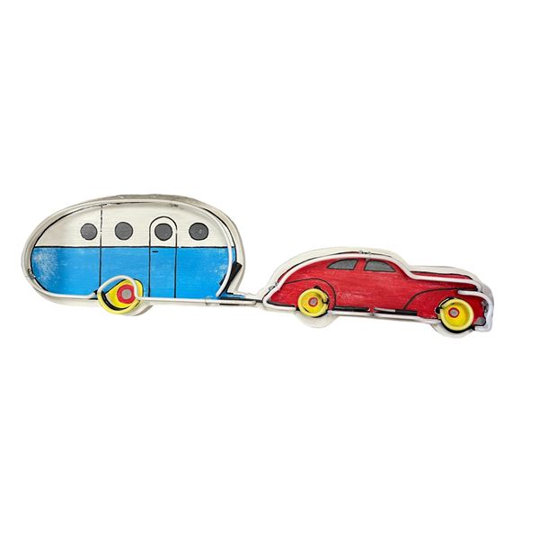 Vintage Car Pulling Trailer Neon Sign