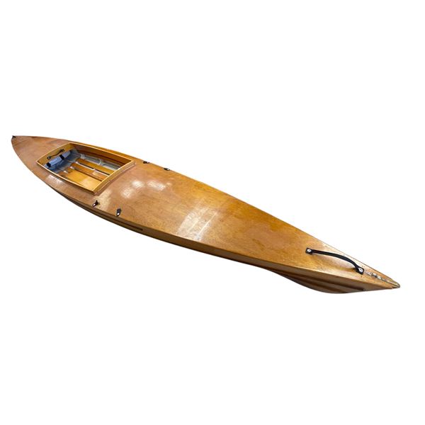 Large Wooden Canoe With Paddles