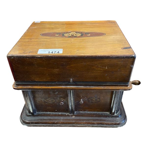 Vintage Gramophone In Wood Case