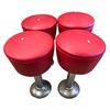 Image 1 : 4 Vintage Red Upholstered Stools