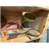 Image 2 : Shelf Full Of Assorted Collectibles, Badminton Racket, Bowls, Cases, Toaster, Etc..