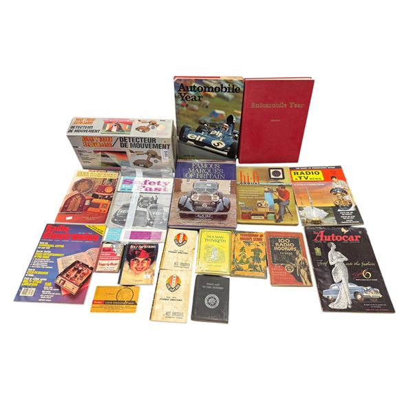 Assorted Vintage Collectible Books & Motion Sensor Detector