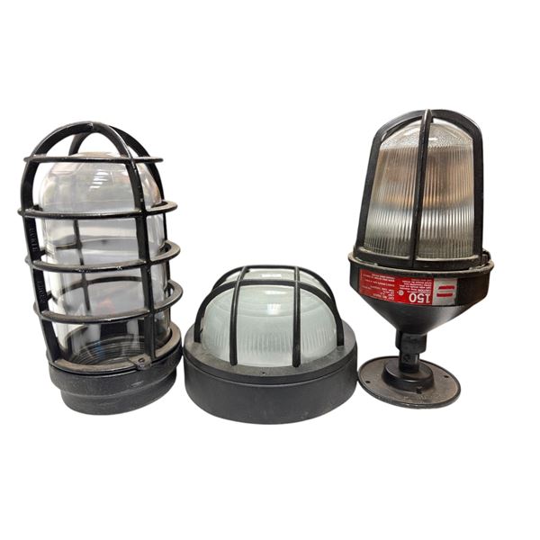 3 Vintage Metal Encased Lights