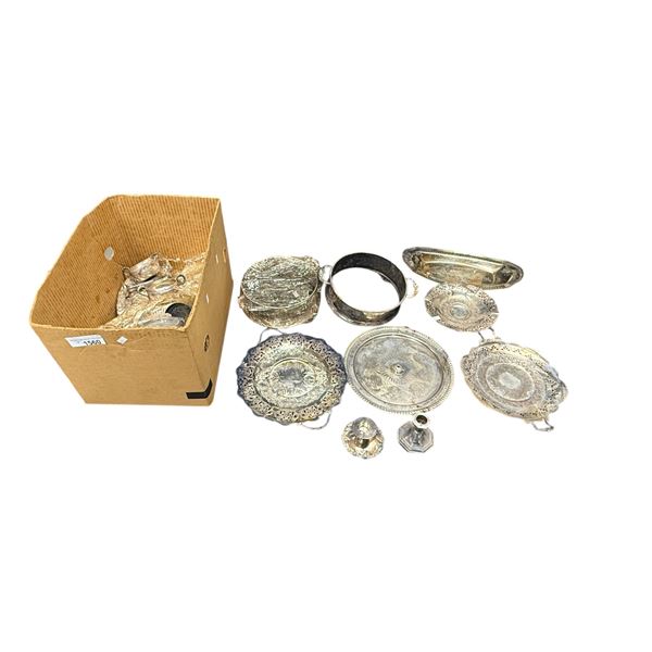 Box Full Of Assorted Silver Plate