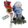Image 1 : Box Full Of Collectibles, Mini Fan, Chinese Dragon, Snowman Sled, Etc..