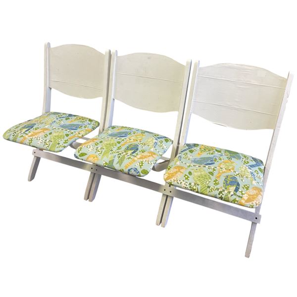 Vintage Shabby Chic 3 Chair Bench