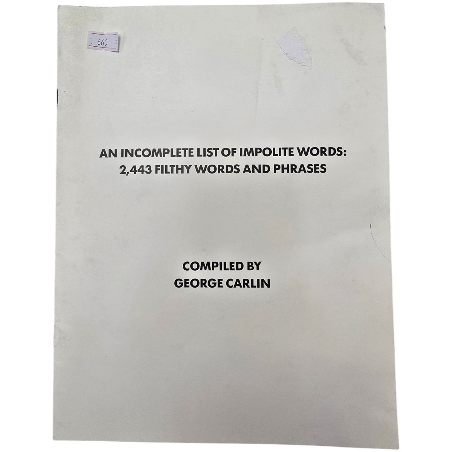 An Incomplete List Of Impolite Words: 2,443 Filthy Words And Phrases Book