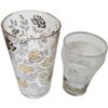 Image 2 : Vintage Set Of  8 Rose Motif Drinking Glasses With Carrying Rack