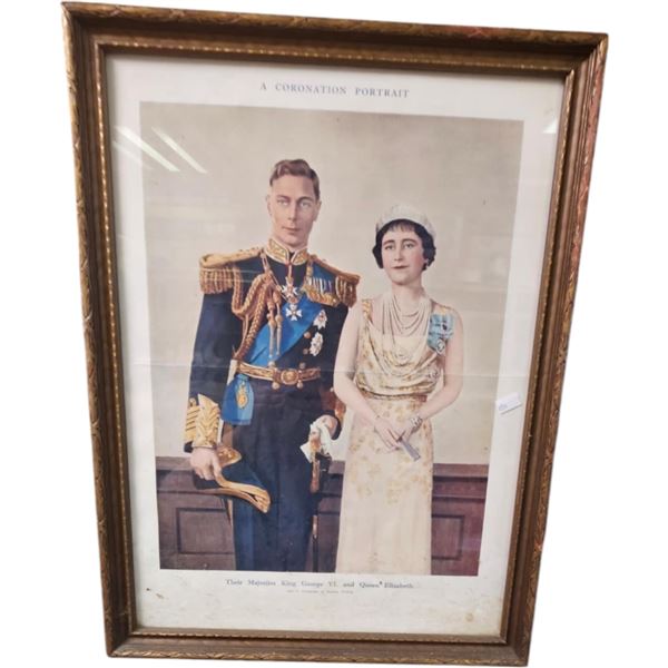Framed Print   Corronation Portrait King George The 6Th And Queen Elizabeth 