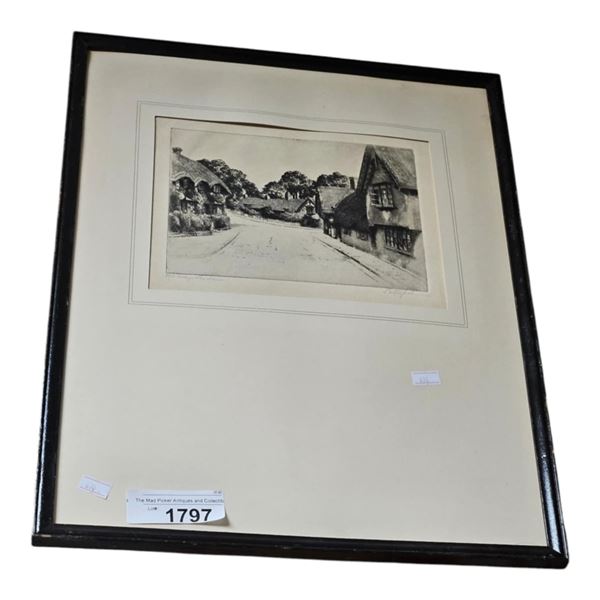 Framed Print "Old Village", Signed By Artist