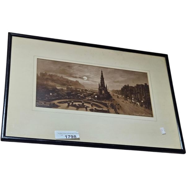 Framed Print "Princes Street Edinburgh", Signed By Artist