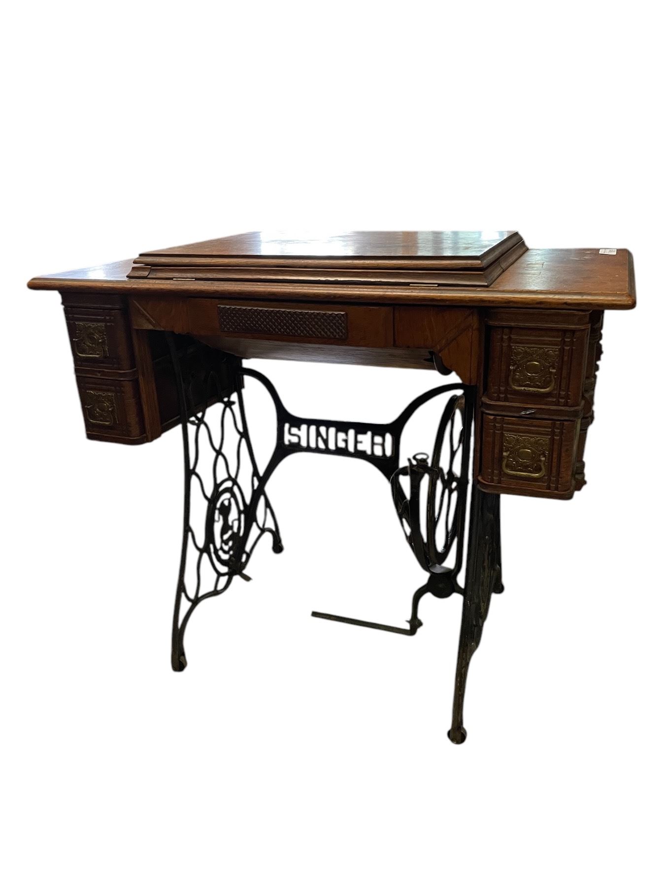 Vintage Singer Sewing Desk With Built In Sewing Machine