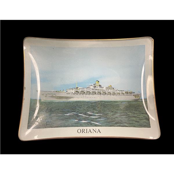 Vintage Glass Oriana Ship Ashtray