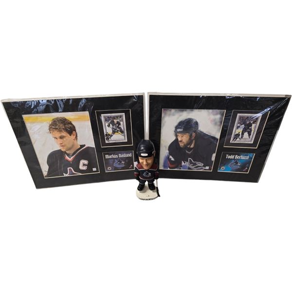 2 Canucks Prints And Todd Bertuzzi Bobblehead, Markus Naslund & Todd Bertuzzi