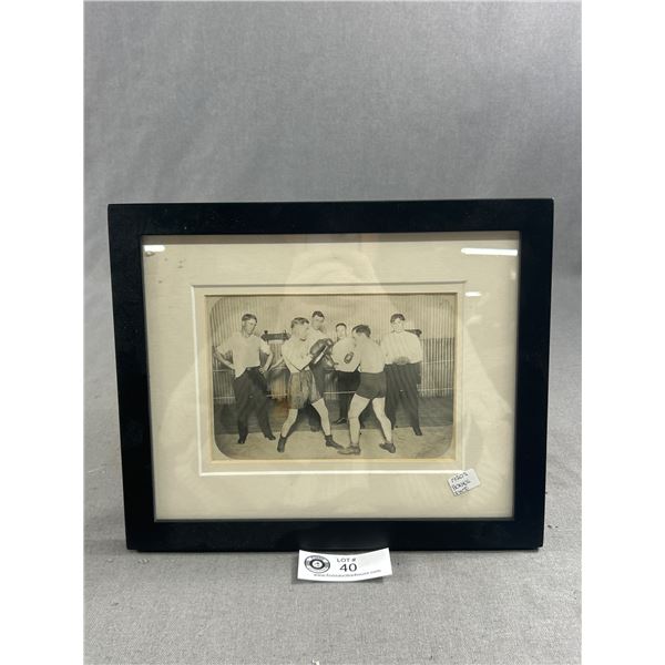1920's Framed Black & White Boxing Photo. Approx. 11" x 9"