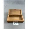 Image 2 : Vintage Hand Made Cedar Box w/ Wood Inlay Design & Hinged Lid. Approx. 7" x 3.5" x 2.5"