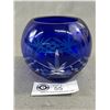 Image 1 : Vintage Cobalt Blue Cut Glass Round Vase. Approx. 3.5"H