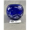 Image 2 : Vintage Cobalt Blue Cut Glass Round Vase. Approx. 3.5"H