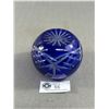 Image 3 : Vintage Cobalt Blue Cut Glass Round Vase. Approx. 3.5"H