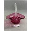 Image 2 : Pretty Vintage Cranberry Glass Basket w/ Clear Handle. Approx. 7"H
