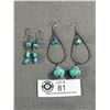 Image 1 : 2 Pairs of Vintage Sterling Silver Turqouise Dangle Earrings
