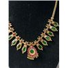 Image 2 : Beautiful Green Enamel w/ Ruby  Red Rhinestones Choker Necklace