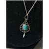 Image 2 : Vintage Sterling Silver w/ Turquoise Stone Pendant Necklace