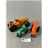 Image 1 : 3 Vintage Toy Tractors - MAR Toys 7.5"L Tin & 2 Other  Plastic