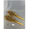 Image 2 : Pair of Vintage Snowshoes and a Leather Bag, Pouch.