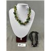 Image 1 : 2 Vintage Costume Necklaces. 1 Green And 1 Black