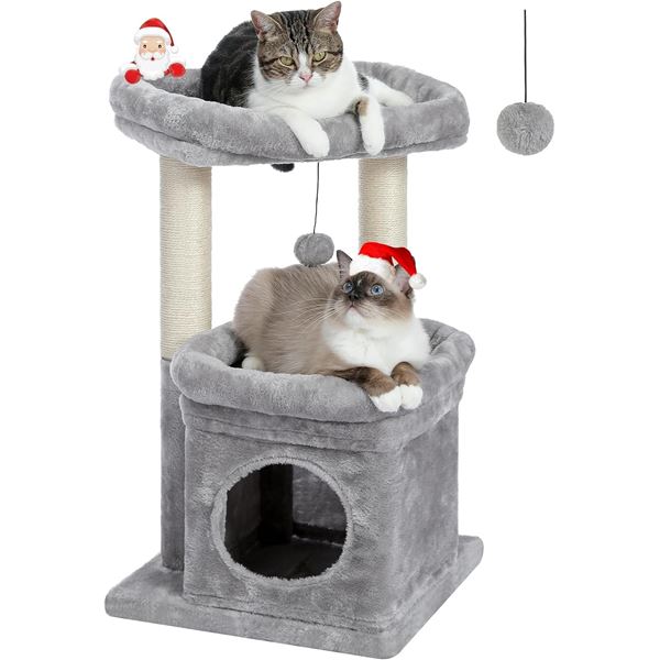 1 Pawz Multi-Level Cat Tree/Cat Scratching Post Condo for Indoor Cats - Grey - Brand New