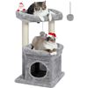 Image 1 : 1 Pawz Multi-Level Cat Tree/Cat Scratching Post Condo for Indoor Cats - Grey - Brand New