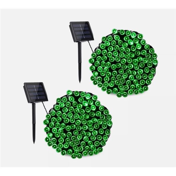 1 Box of LED Outdoor Green Solar Powered String Lights (2pack) - 72FT - 8 Modes of Lighting - New