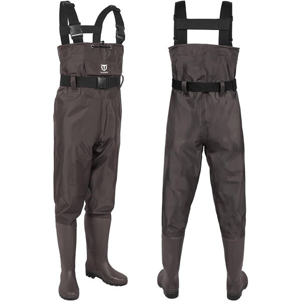 1 Tidewe Fishing Waders with Boots - Nylon Waterproof Fishing/Hunting Waders - Size 12 Boot - New