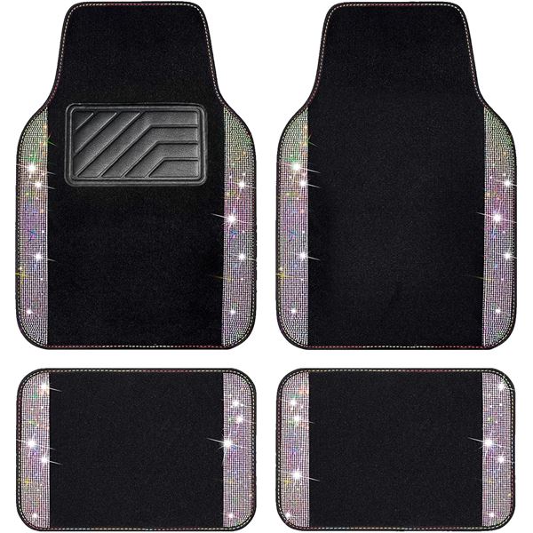 1 Box of Carpass Bling/Rhinestone Car Floor Mats - 4PCS- Waterproof/Anti-Slip/Universal Fit - New