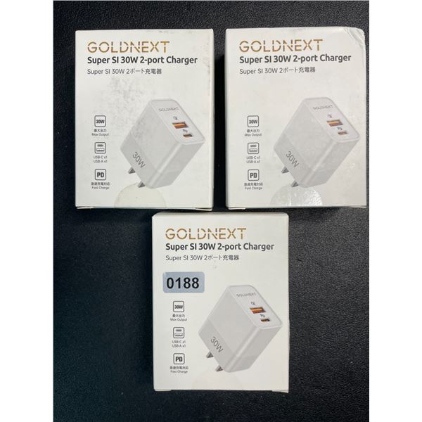3 Goldnext Super SI 30W 2-Port Charging Blocks - Brand New