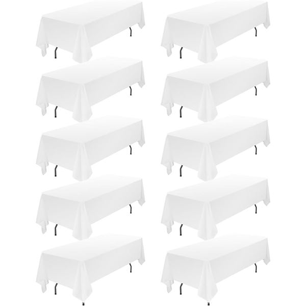 1 Box of White Tablecloths (60" x 126") Rectangle Design - 10 Tablecloths Included - Brand New