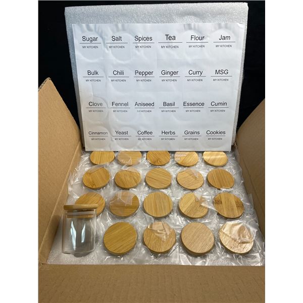 1 Box of Mini Spice Jars with Wood Lids - 20 Pack - 73ml Each - Brand New