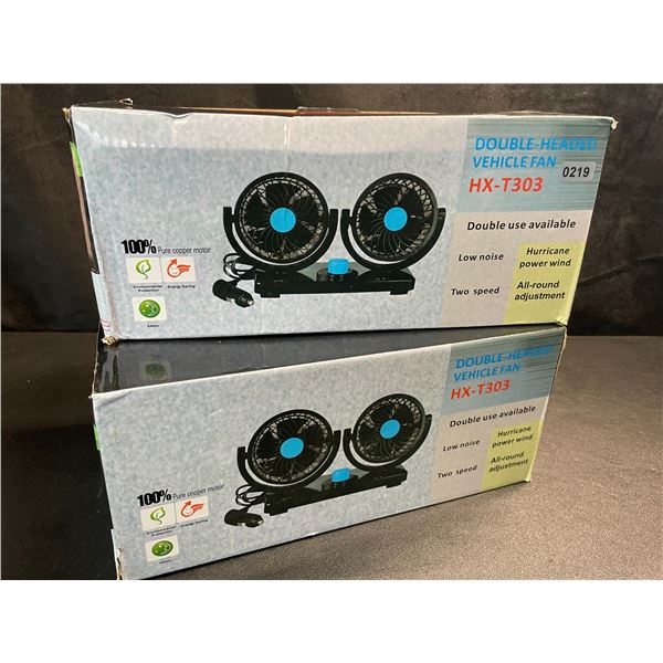 2 Double-Headed Vehicle Fans (Model: HX-T303) - Brand New