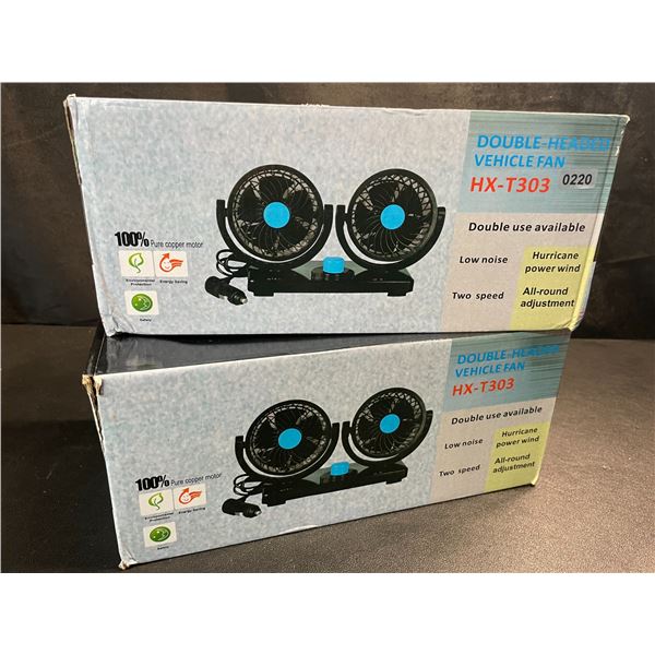 2 Double-Headed Vehicle Fans (Model: HX-T303) - Brand New