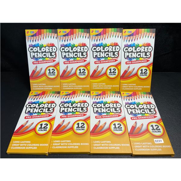 8 Packs of Joyin Pre-Sharpened Colored Pencils - 12 Colours Each - New