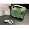 Image 2 : 2 Mini/Portable Retro Design Wireless Bluetooth Speakers - Green/Gold Colour - Brand New