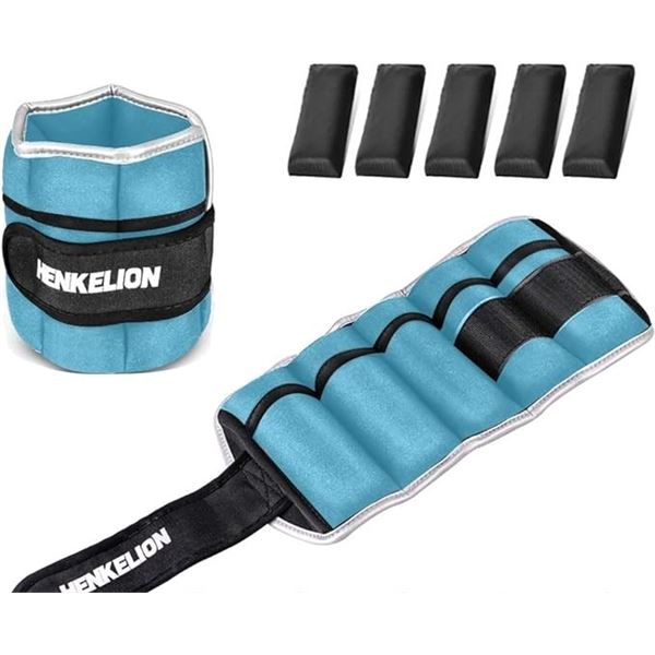 1 Box of Henkelion Adjustable Ankle Weights - 1 Pair (2pcs) 3LBS Each for Fitness/Workouts - New