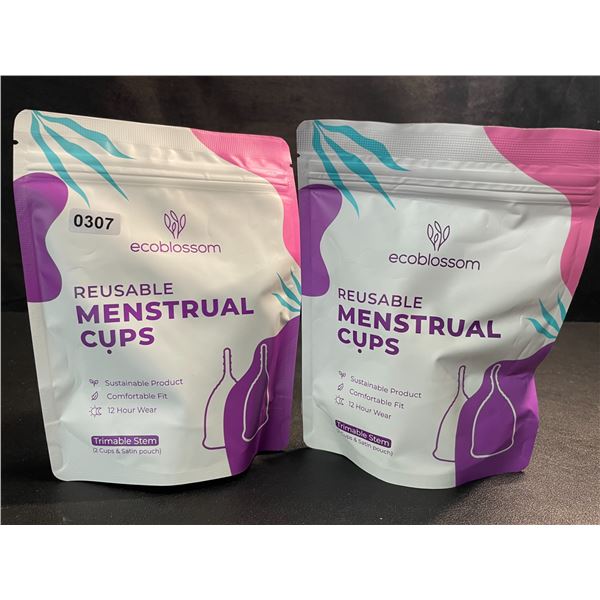 2 Packs of EcoBlossom Reusable Menstrual Cups - 2 Cups Per Pack - New Sealed