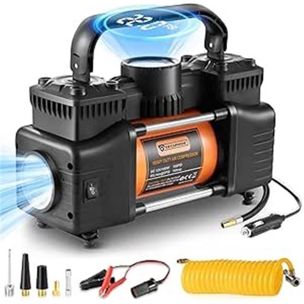 1 Securide Heavy Duty Air Compressor with LED Work Light - 12V 150PSI 60L/Min - New