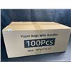 Image 1 : 1 Box of Brown Paper Bags with Handles (100 PCS) - (10" x 5" x 13" Size) - Brand New