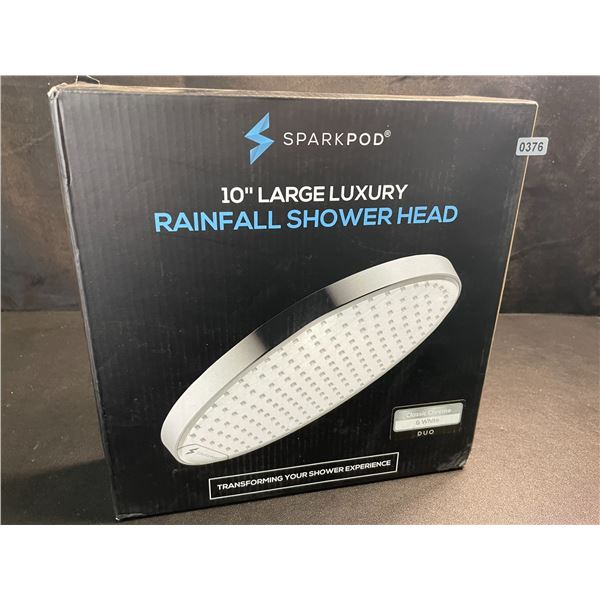 1 Sparkpod 10-Inch Large Luxury Rainfall Shower Head - Classic Chrome/White Design - New