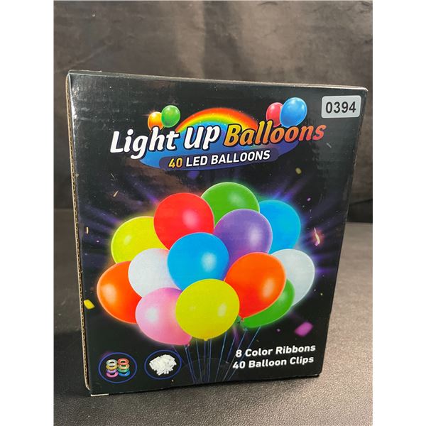 1 Box of LED Light-Up Party Balloons - 40 Balloons Included - 8 Colours - New